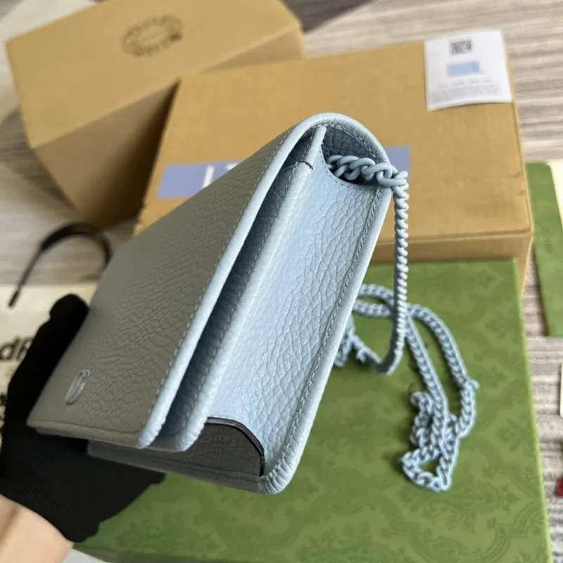 Gucci 497985 GG Marmont Leather Mini Chain Bag Pale blue