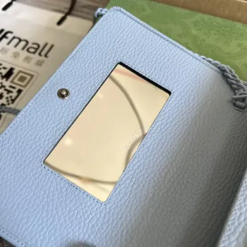 Gucci 497985 GG Marmont Leather Mini Chain Bag Pale blue