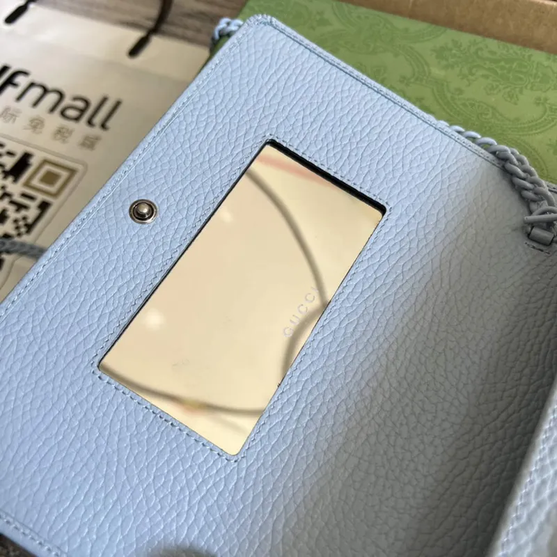 Gucci 497985 GG Marmont Leather Mini Chain Bag Pale blue