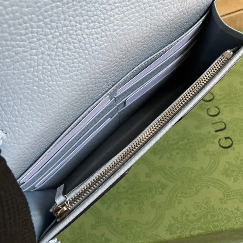 Gucci 497985 GG Marmont Leather Mini Chain Bag Pale blue