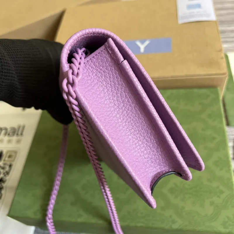 Gucci 497985 GG Marmont Leather Mini Chain Bag Light purple