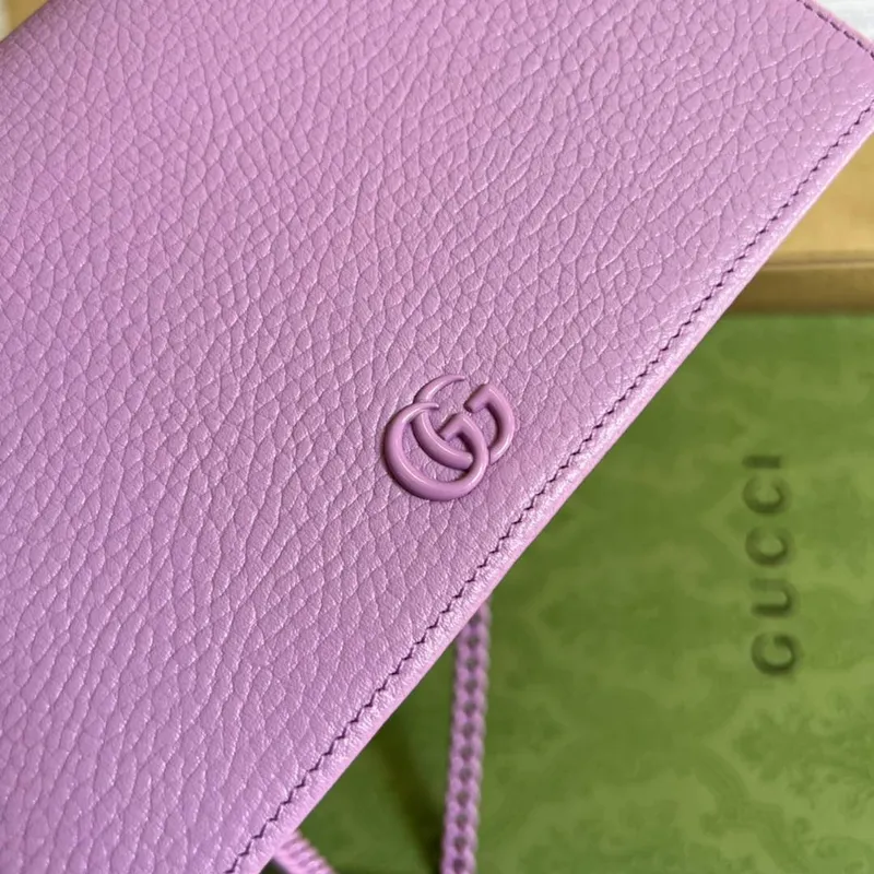 Gucci 497985 GG Marmont Leather Mini Chain Bag Light purple