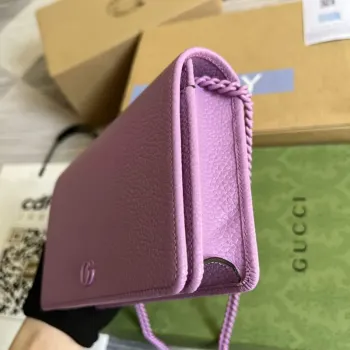 Gucci 497985 GG Marmont Leather Mini Chain Bag Light purple