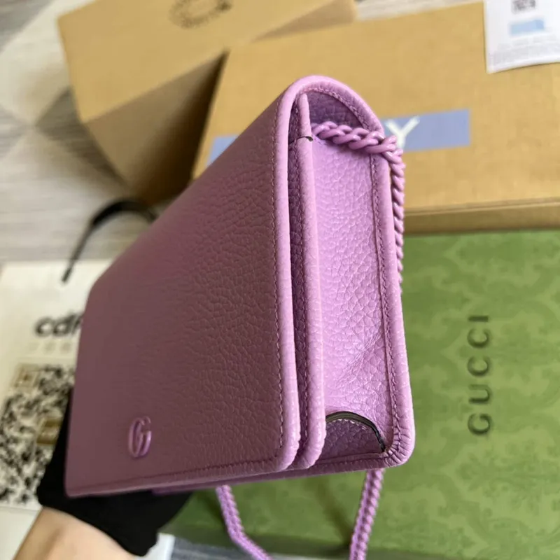 Gucci 497985 GG Marmont Leather Mini Chain Bag Light purple