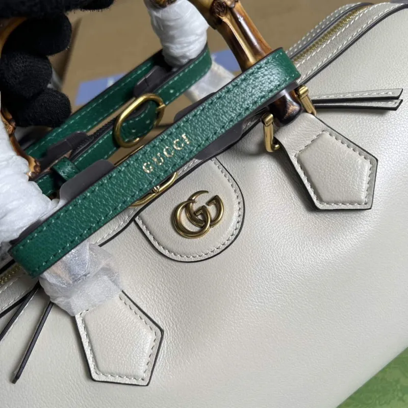 Gucci 655663 Gucci Diana Japan Limited Small Top Handle Bag White