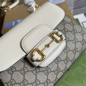 Gucci 703848 Gucci Horsebit 1955 Mini Bag Beige White