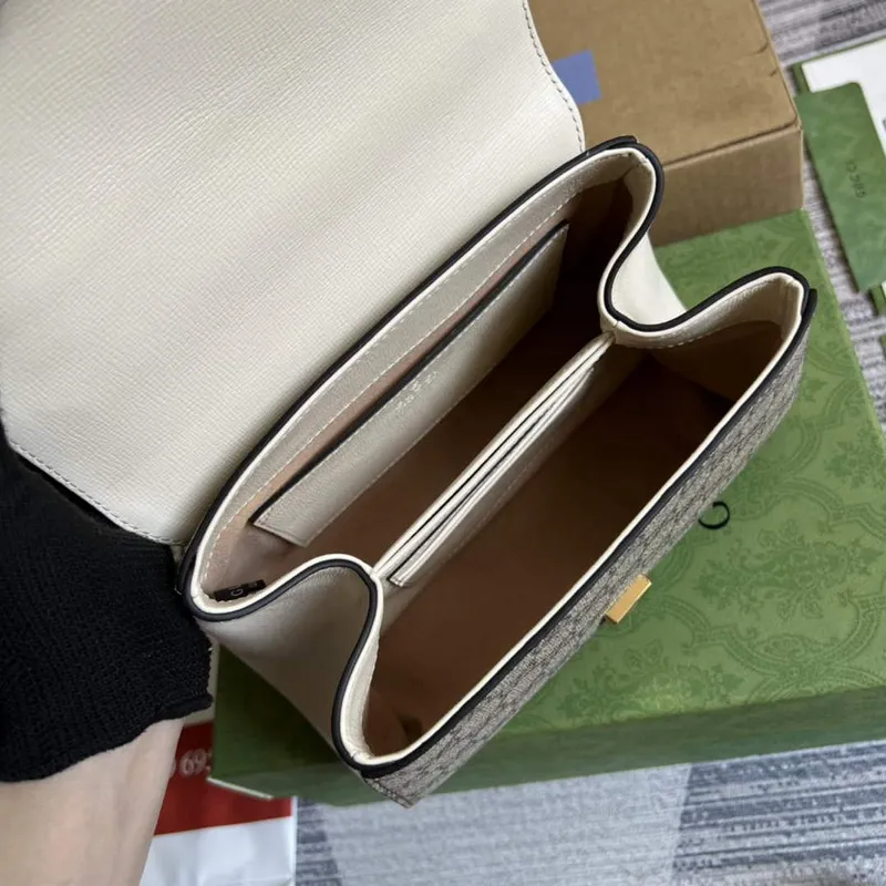 Gucci 703848 Gucci Horsebit 1955 Mini Bag Beige White