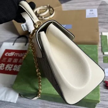 Gucci 702049 Horsebit 1955 Medium Bag Beige White