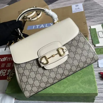 Gucci 702049 Horsebit 1955 Medium Bag Beige White