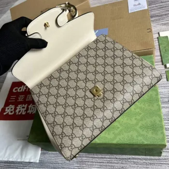 Gucci 702049 Horsebit 1955 Medium Bag Beige White