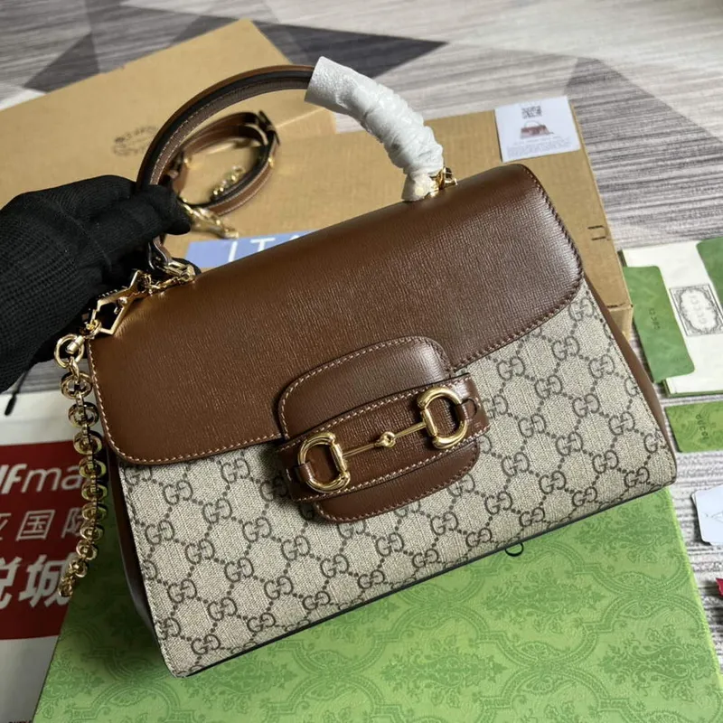 Gucci 702049 Horsebit 1955 Medium Bag Beige Brown