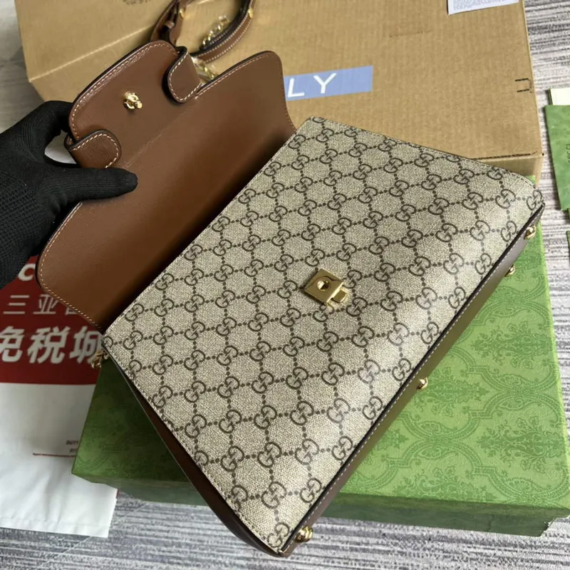 Gucci 702049 Horsebit 1955 Medium Bag Beige Brown