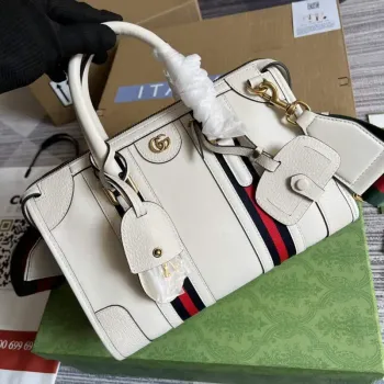 Gucci 715772 Small top handle bag with Double G White