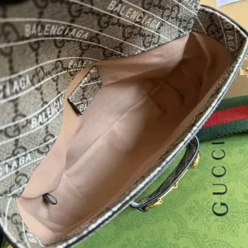 Gucci 658574 Gucci Horsebit 1955 Mini Bag Gray with Pvc Printer Logo