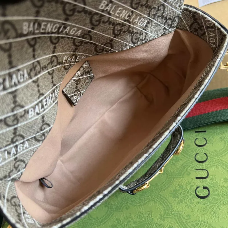 Gucci 658574 Gucci Horsebit 1955 Mini Bag Gray with Pvc Printer Logo