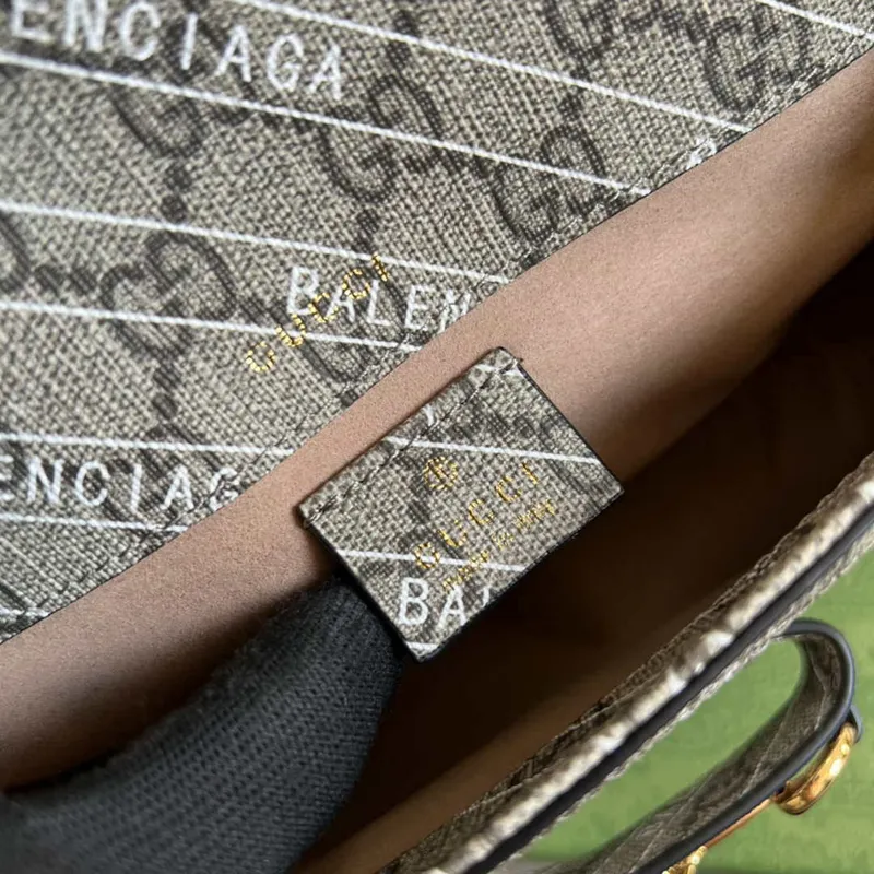 Gucci 658574 Gucci Horsebit 1955 Mini Bag Gray with Pvc Printer Logo