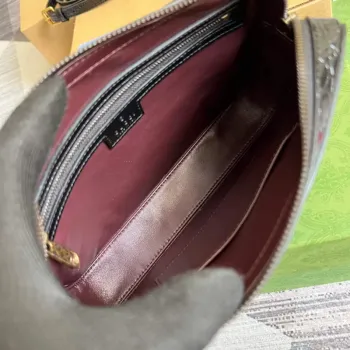 Gucci 710861 Crocodile shoulder bag with Double G Black