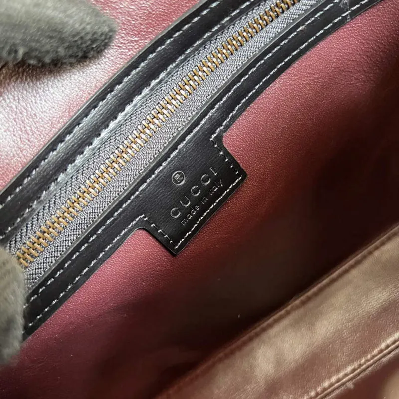 Gucci 710861 Crocodile shoulder bag with Double G Black