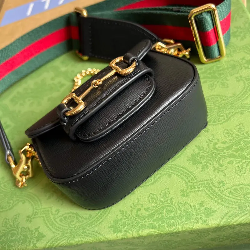 Gucci 699760 Gucci Horsebit 1955 strap wallet Black