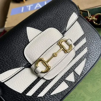 Adidas x Gucci 658574 Horsebit 1955 mini bag black and white leather
