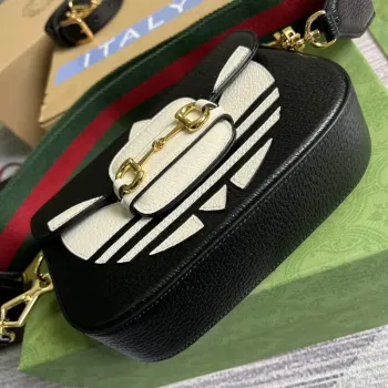 Adidas x Gucci 658574 Horsebit 1955 mini bag black and white leather