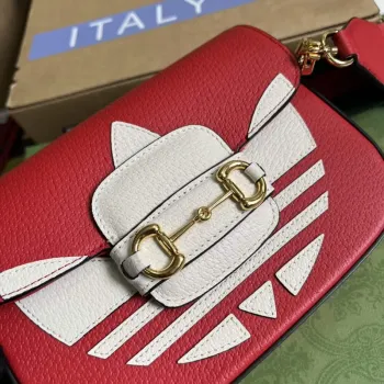 Adidas x Gucci 658574 Horsebit 1955 mini bag red and white leather