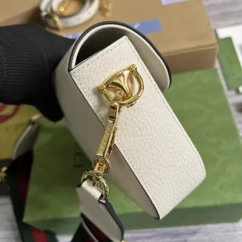 Adidas x Gucci 658574 Horsebit 1955 mini bag white and black leather