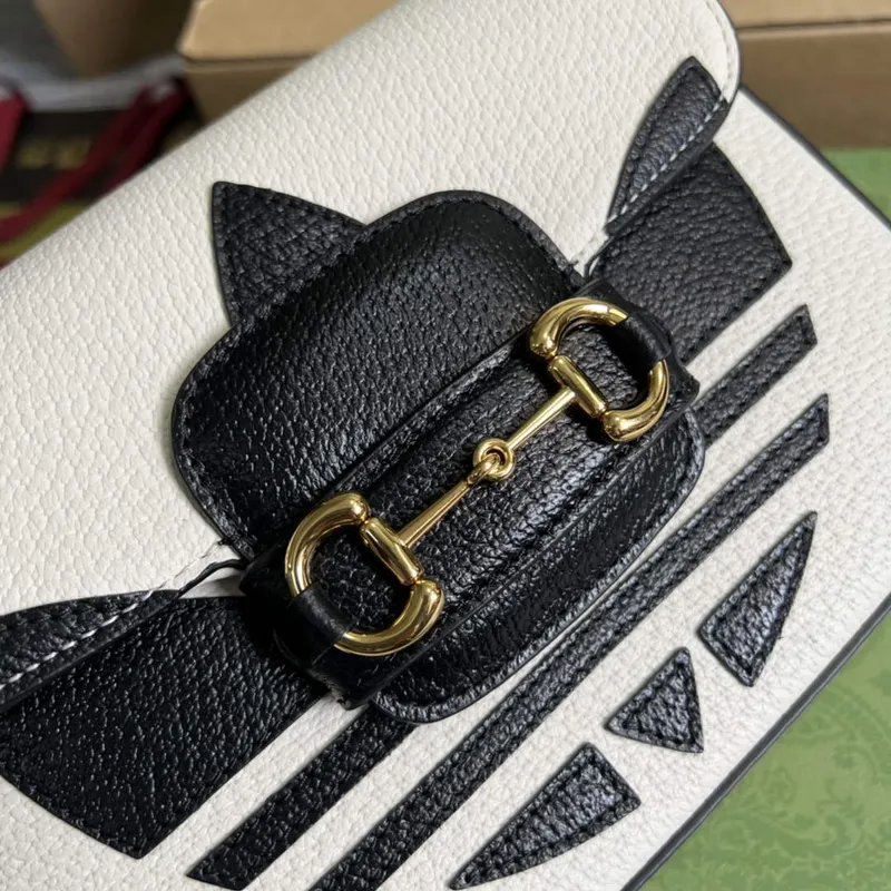 Adidas x Gucci 658574 Horsebit 1955 mini bag white and black leather