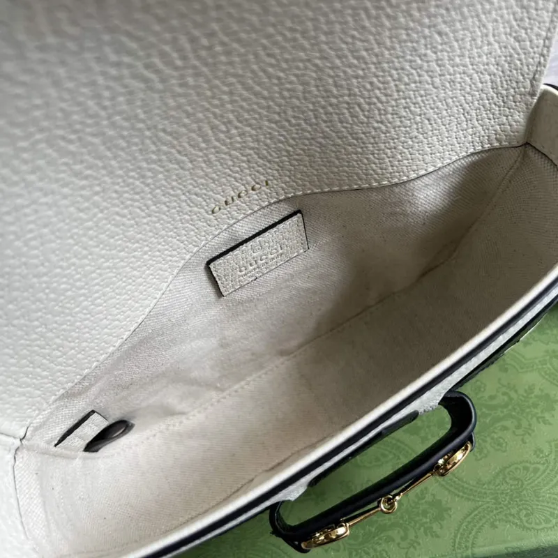 Adidas x Gucci 658574 Horsebit 1955 mini bag white and black leather