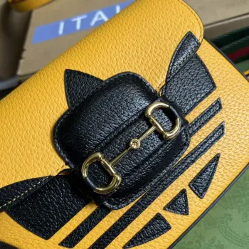 Adidas x Gucci 658574 Horsebit 1955 mini bag Yellow and black leather