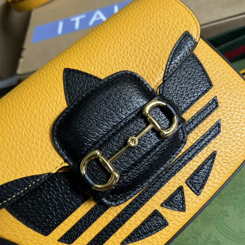 Adidas x Gucci 658574 Horsebit 1955 mini bag Yellow and black leather