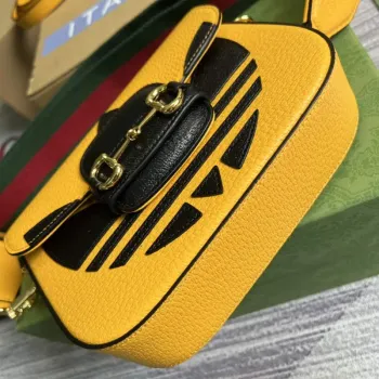Adidas x Gucci 658574 Horsebit 1955 mini bag Yellow and black leather