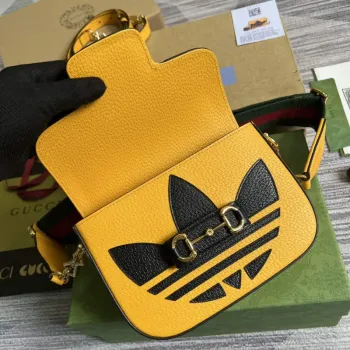 Adidas x Gucci 658574 Horsebit 1955 mini bag Yellow and black leather