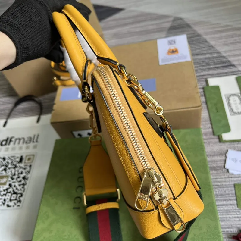Adidas x Gucci 677212 Horsebit 1955 mini bag Yellow and black leather