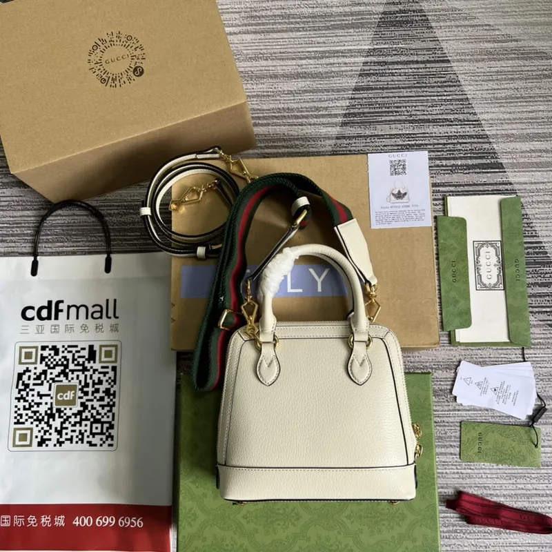 Adidas  x Gucci 677212 Horsebit 1955 mini bag white and Black leather