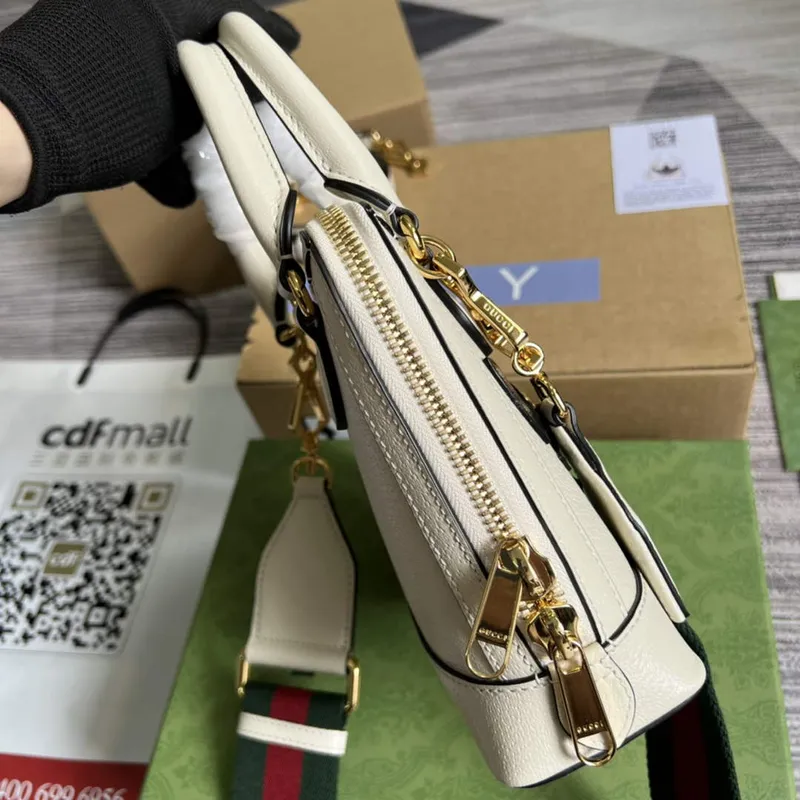 Adidas  x Gucci 677212 Horsebit 1955 mini bag white and Black leather