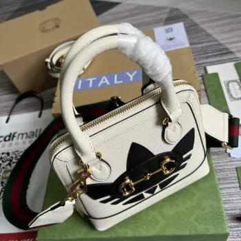 Adidas  x Gucci 677212 Horsebit 1955 mini bag white and Black leather