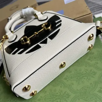 Adidas  x Gucci 677212 Horsebit 1955 mini bag white and Black leather