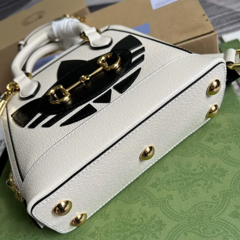 Adidas  x Gucci 677212 Horsebit 1955 mini bag white and Black leather