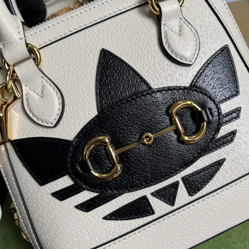 Adidas  x Gucci 677212 Horsebit 1955 mini bag white and Black leather