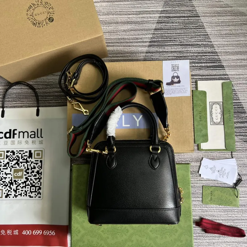 Adidas x Gucci 677212 Horsebit 1955 mini bag Black and white leather