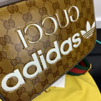 Adidas x Gucci small shoulder bag 702427 Beige and brown GG canvas