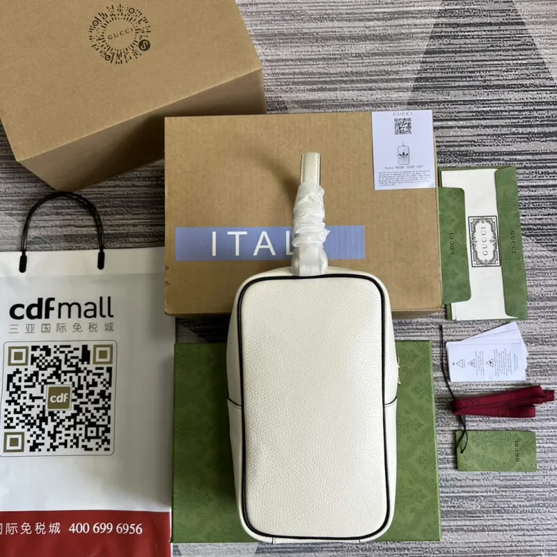Adidas x Gucci mini top handle bag 702387 White leather