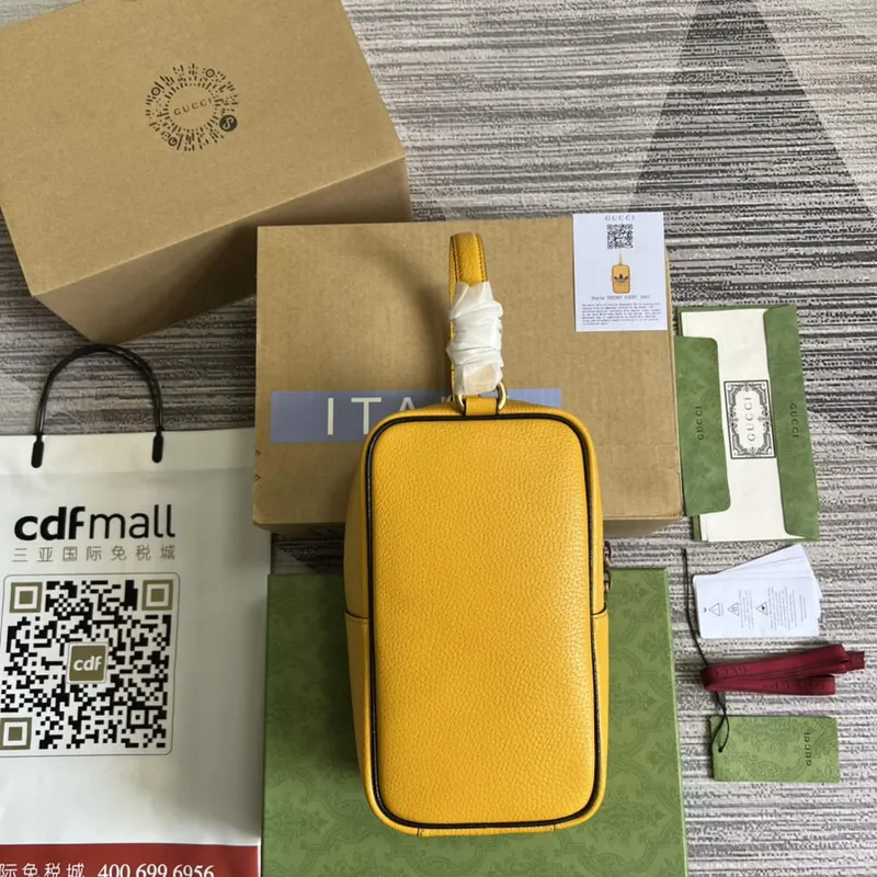 Adidas x Gucci mini top handle bag 702387 Yellow leather