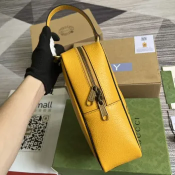 Adidas x Gucci mini top handle bag 702387 Yellow leather