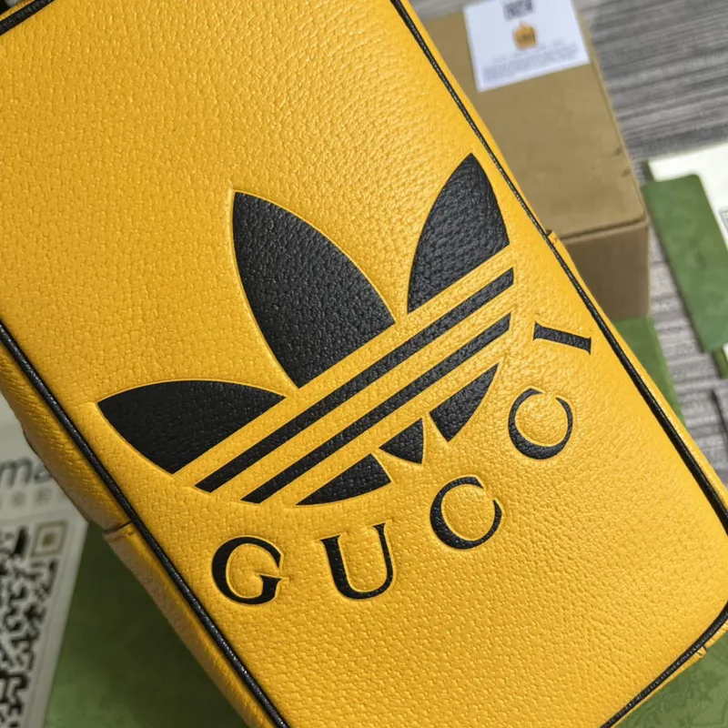 Adidas x Gucci mini top handle bag 702387 Yellow leather