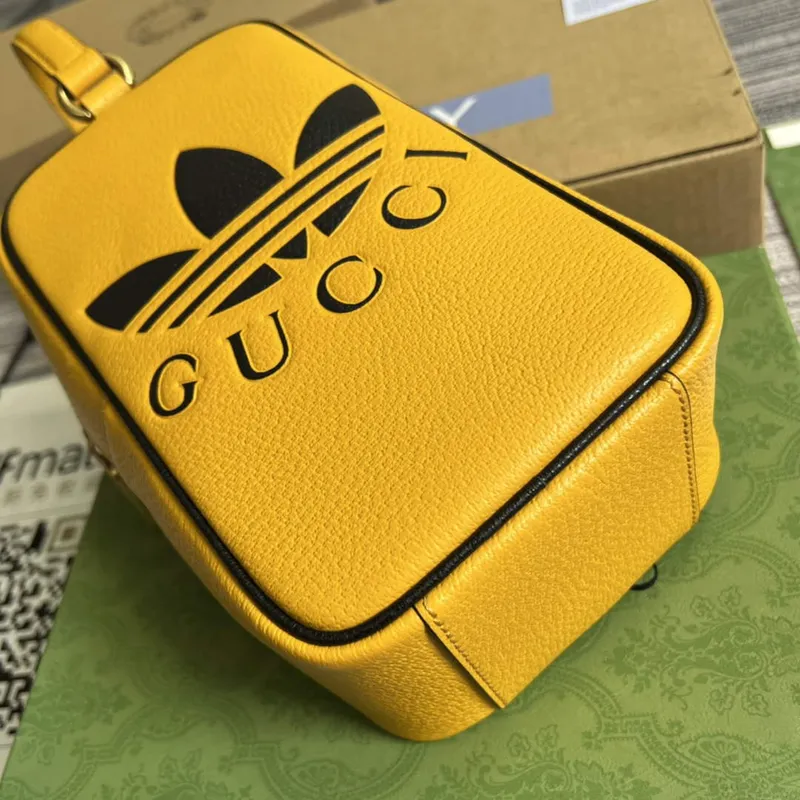 Adidas x Gucci mini top handle bag 702387 Yellow leather