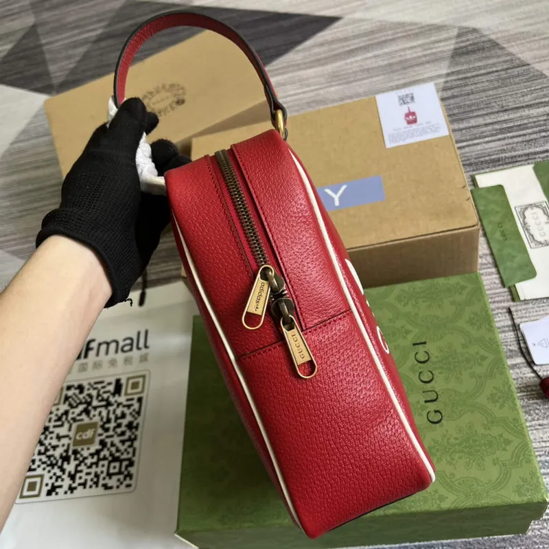 Adidas x Gucci mini top handle bag 702387 Red leather