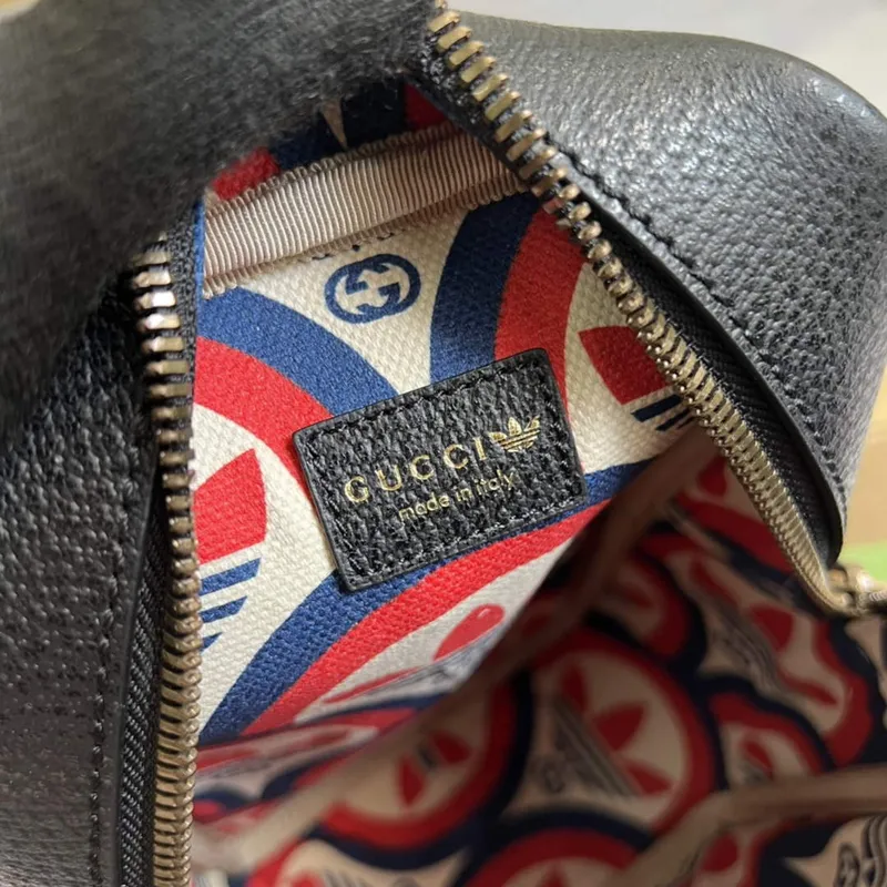 Adidas x Gucci mini top handle bag 702387 Black leather