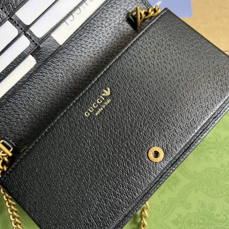 Adidas x Gucci  621892 wallet with chain Off white and black leather